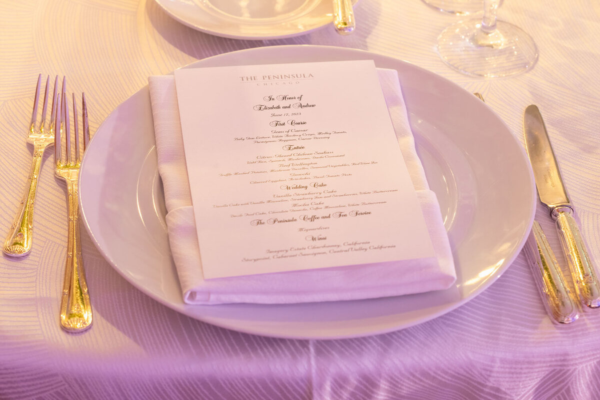 A white plate with a menu on it
