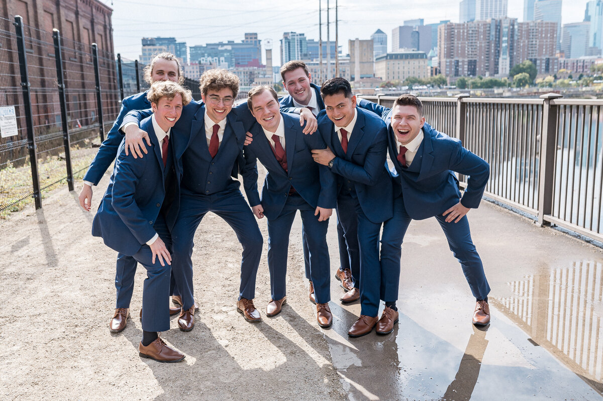Groom walking down aisle confident