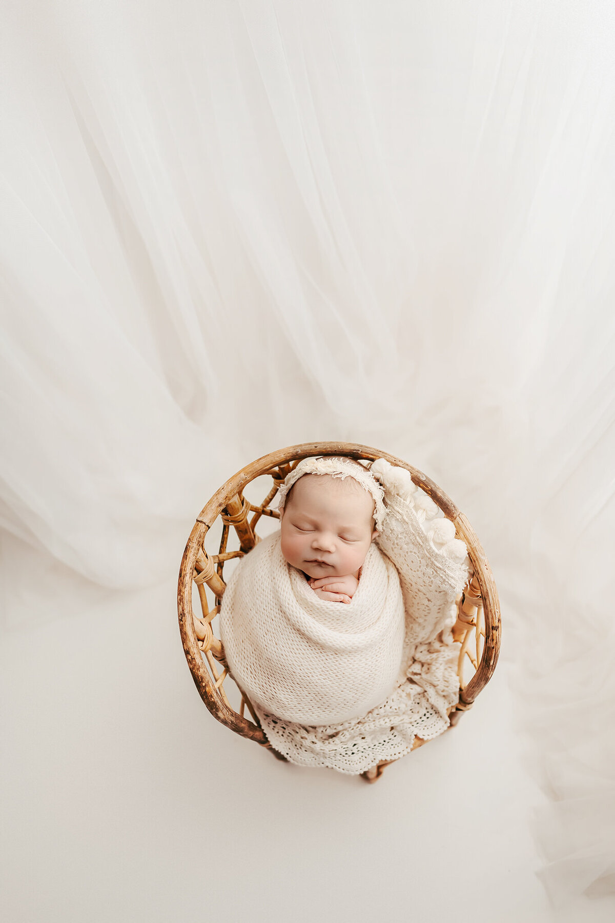 thornton baby girl photo with all white set up