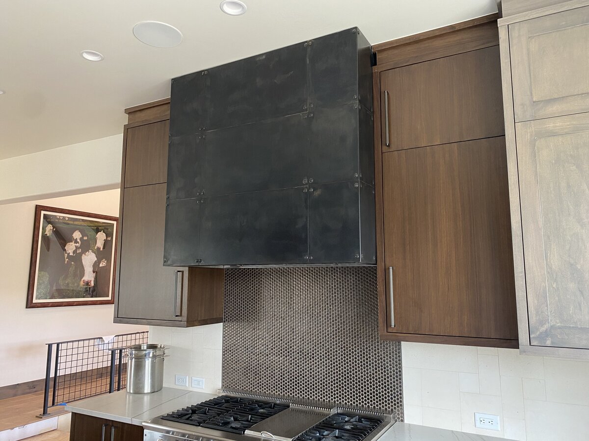 custom steel riveted range hood