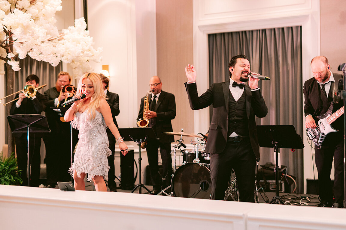 Singer at romantic wedding reception at  at Hotel Crescent Court, Dallas