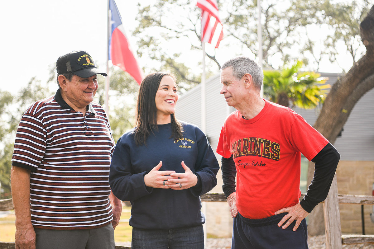 Congressional candidate Gina Ortiz Jones speaking with voters