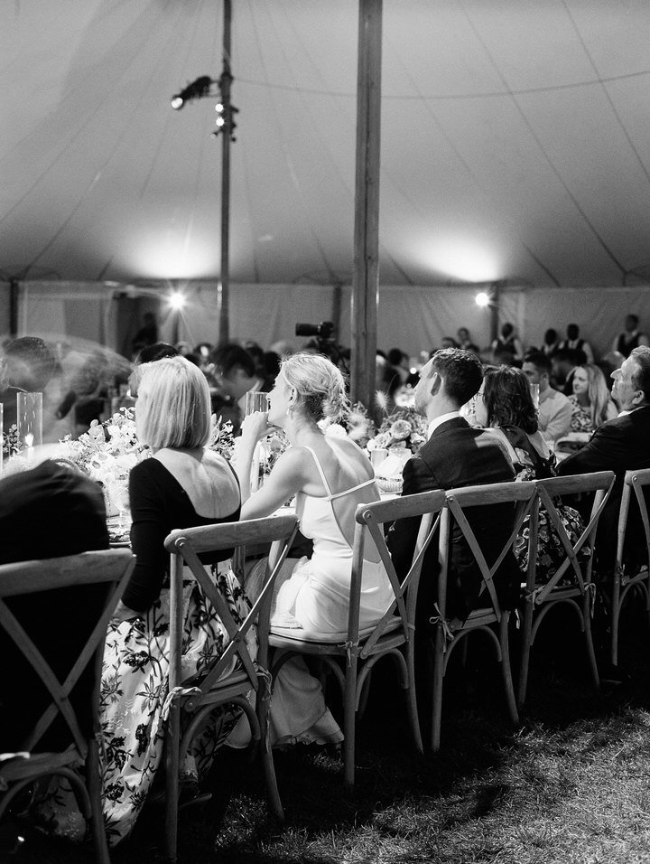 black and white wedding reception photo