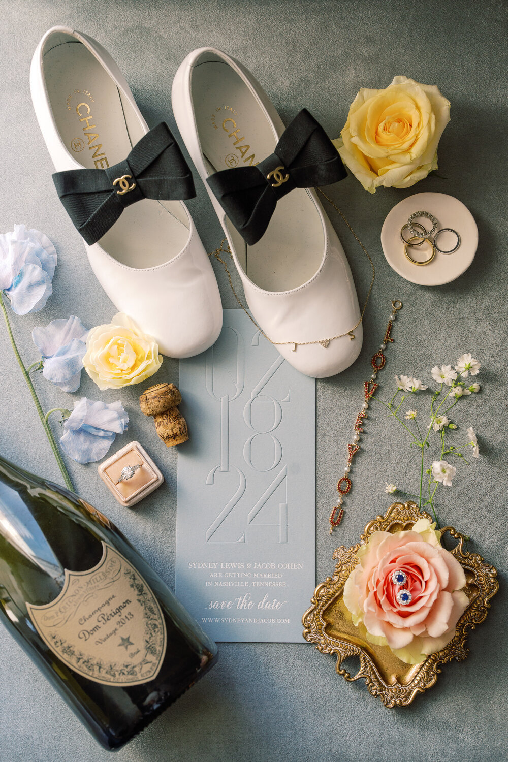 Chanel black and white bow heels for wedding