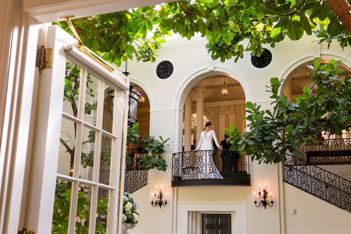 bride on balcony at fox chapel golf club