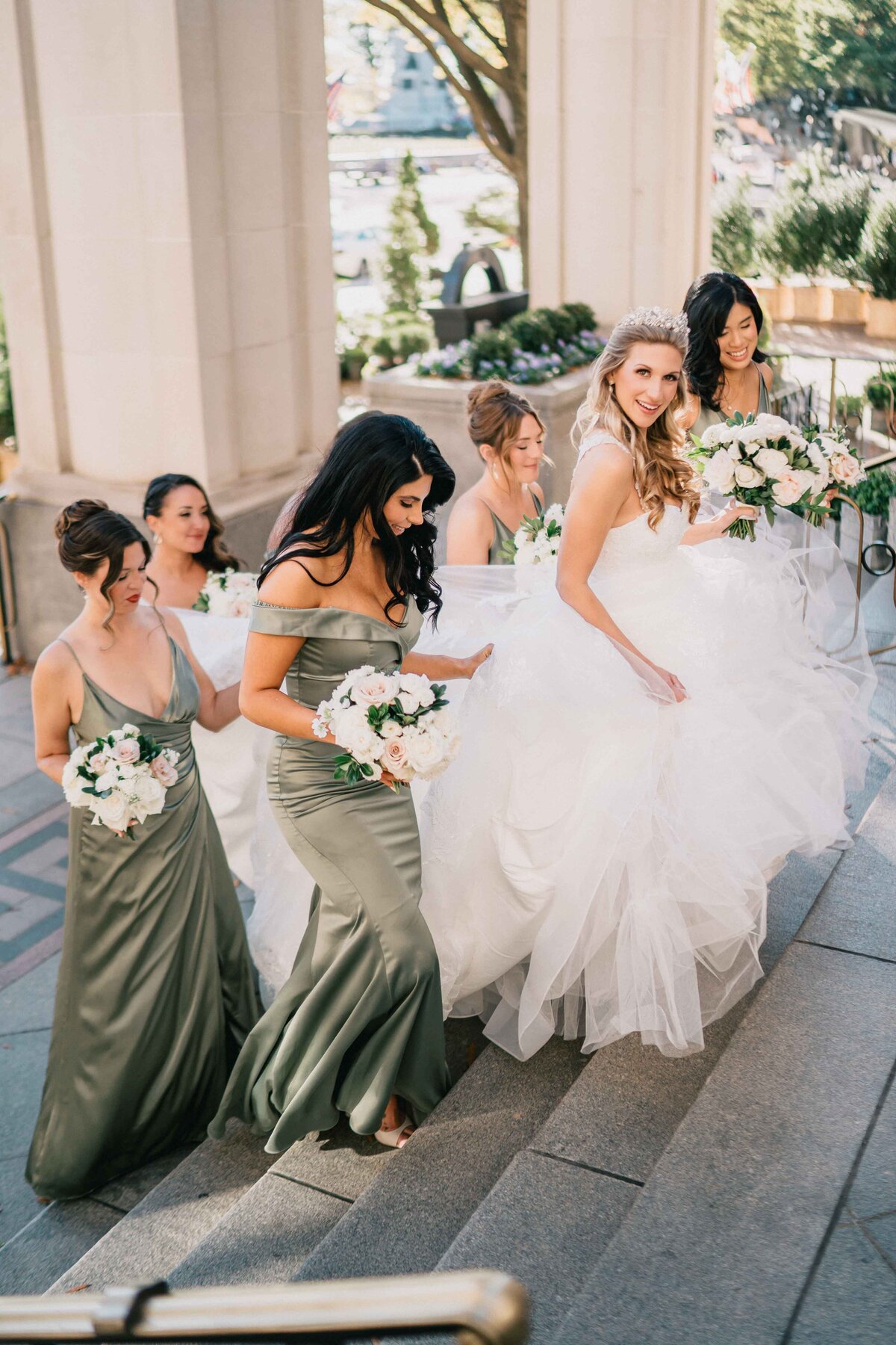 bride with bridesmaids at the willard dc