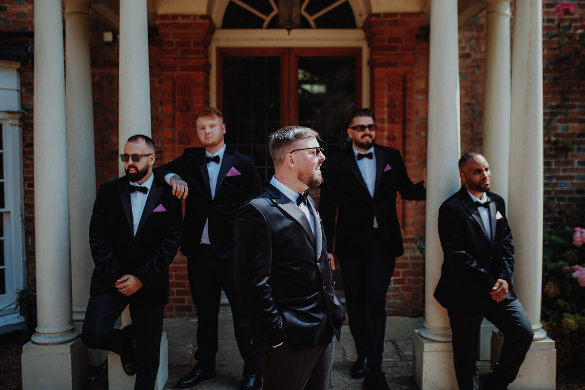 Alternative Wedding Photographer - Alternative Groomsmen Portrait - Alternative Editorial Photography - Botley Hill Barn