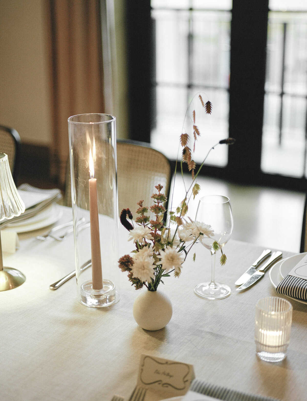soft fall details, fall wedding flowers for a reception at Shinola Hotel, Detroit