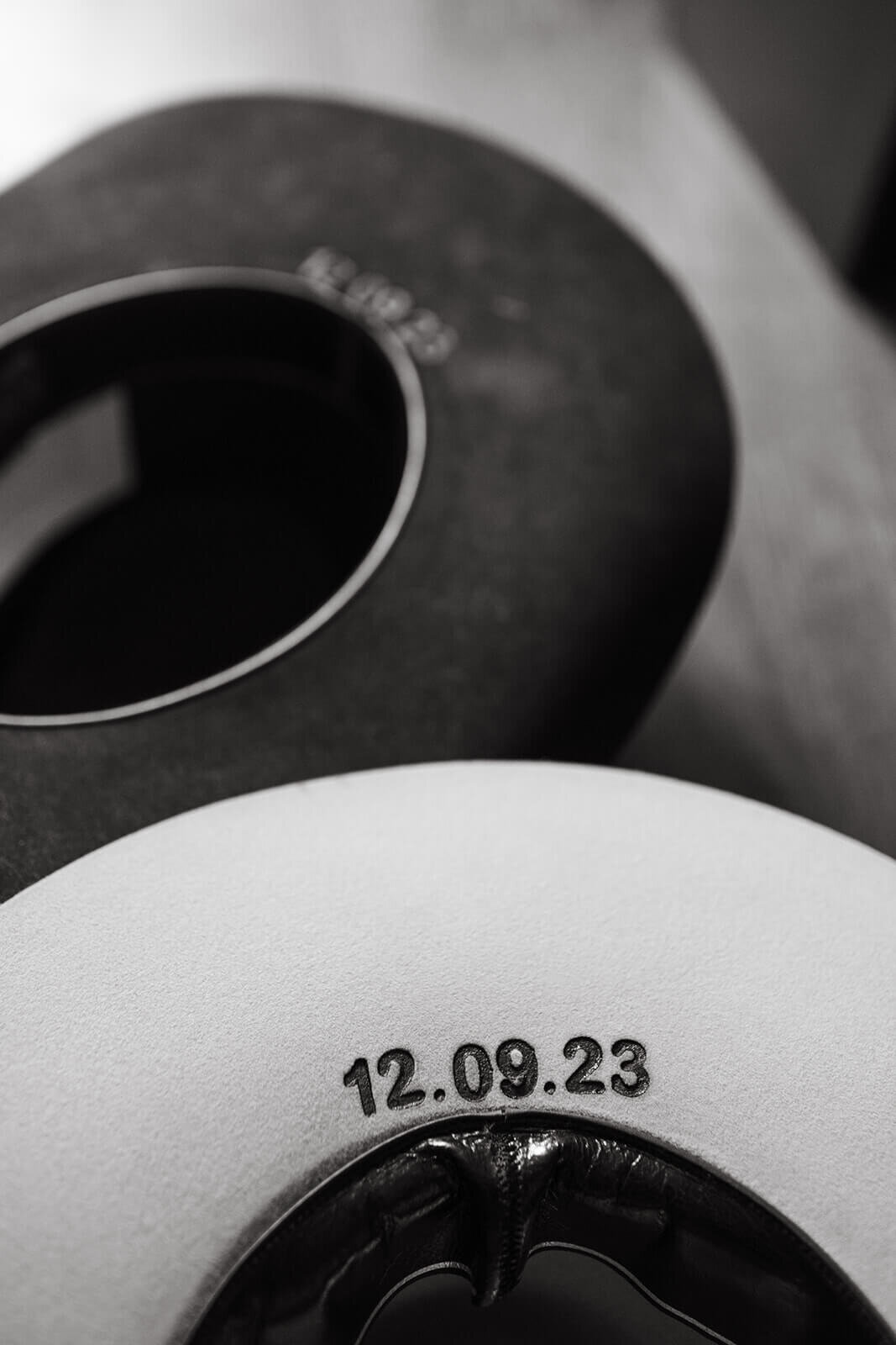 A custom branded wedding cowboy hat with the date of the wedding at the St. Regis in Aspen.