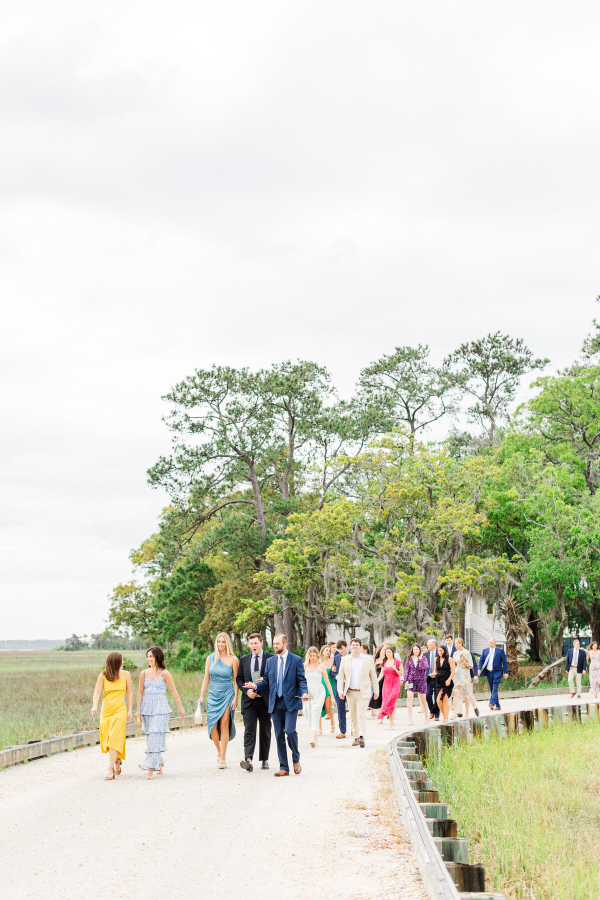 Guests walking to cocktail hour at a beaufort sc wedding