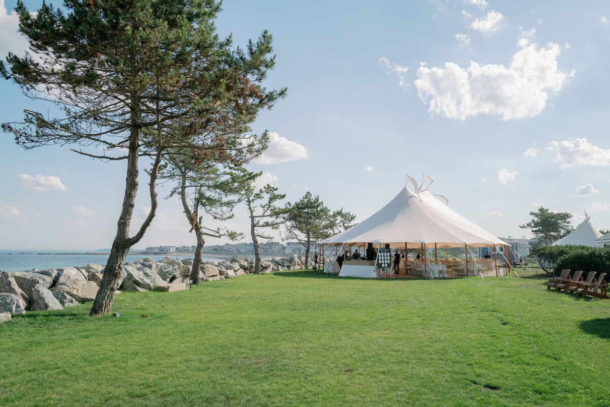 Sailcloth Tent Next To Ocean