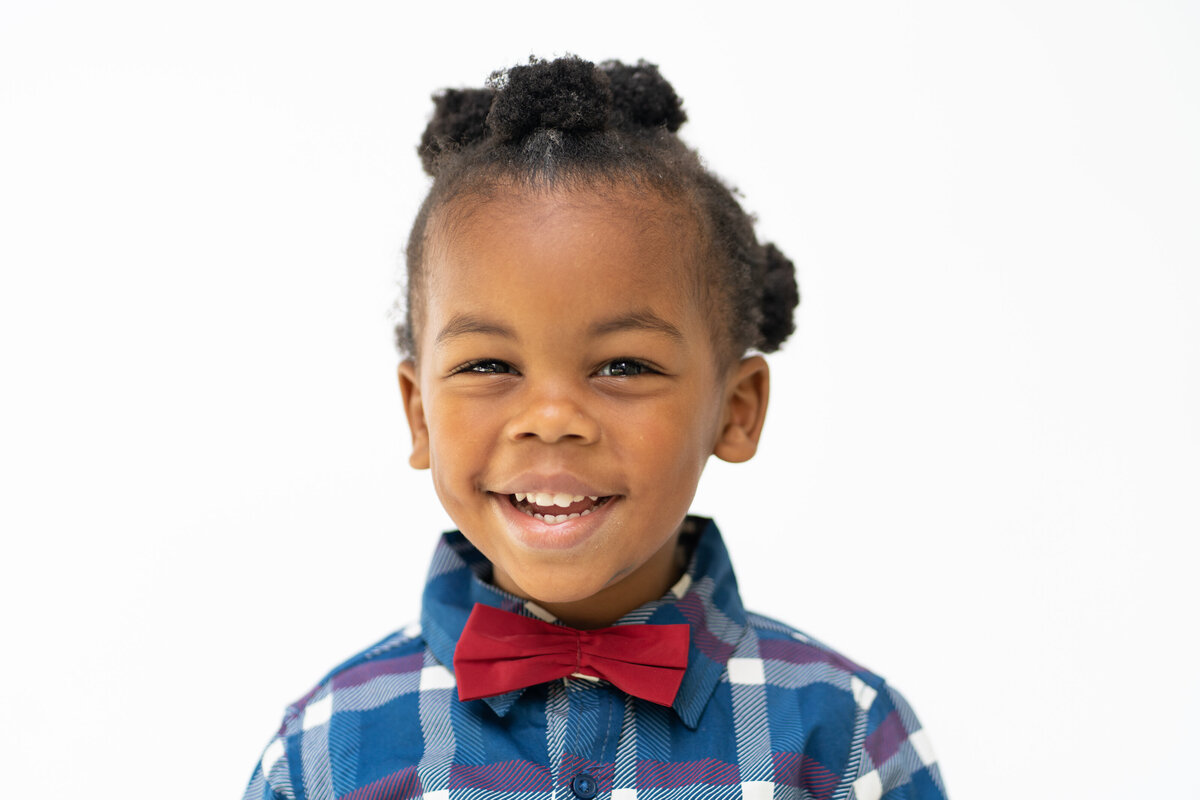 little boy ready for his preschool photo day in Wayland MA