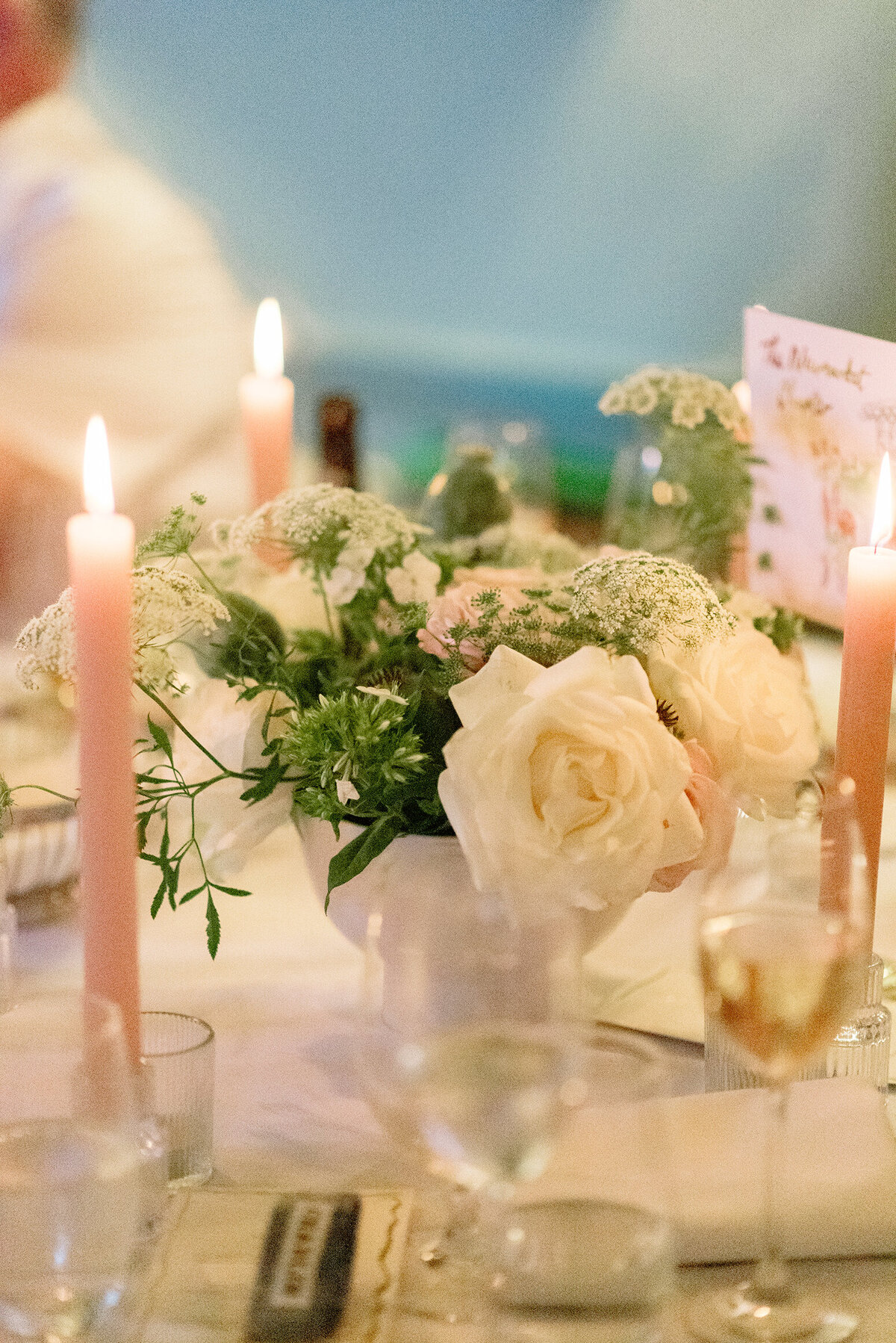 Candlelit wedding tables and flowers in Cromlix House image © Jill Cherry Porter Photography.
