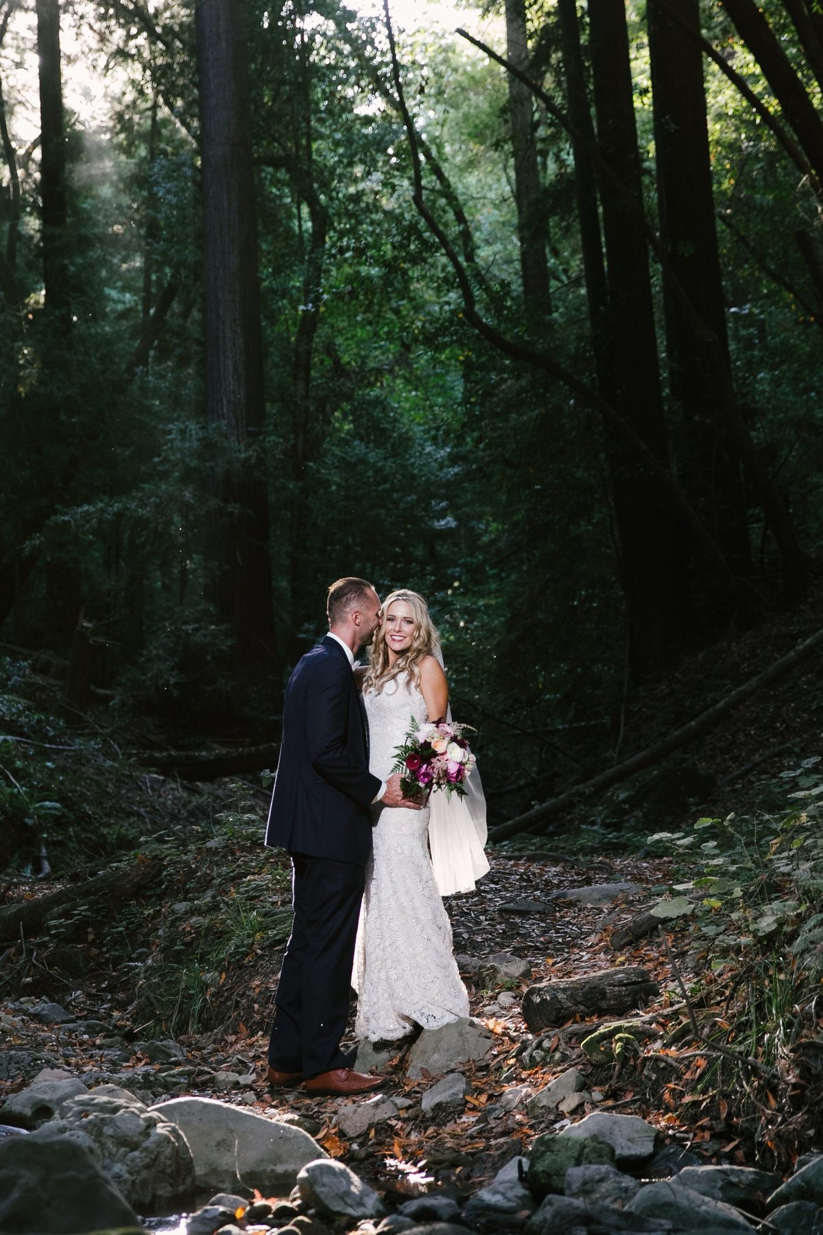 bride and groom photos in forest Bay Area, CA