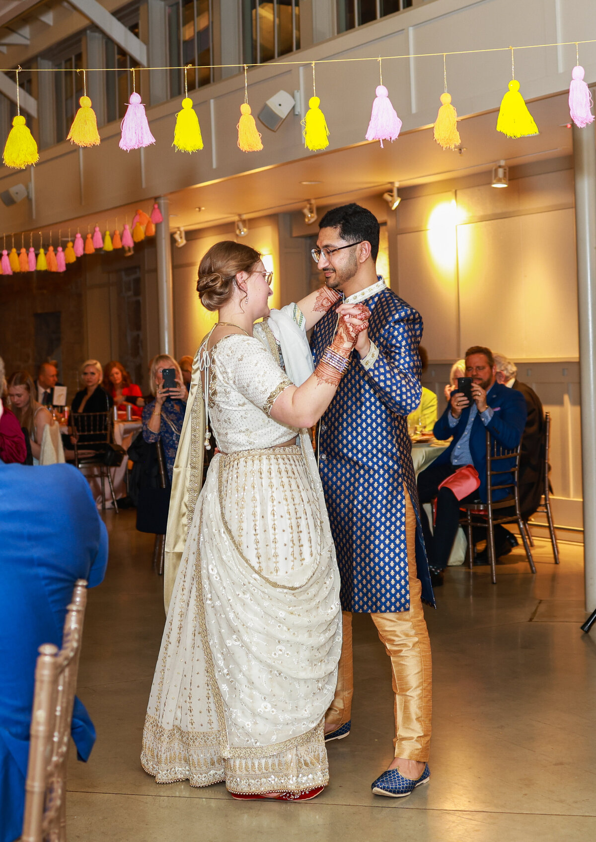 Indian bride and groom first dance at Piedmont Greystone in Piedmont Park by Atlanta wedding photographer Amanda Richardson Photography