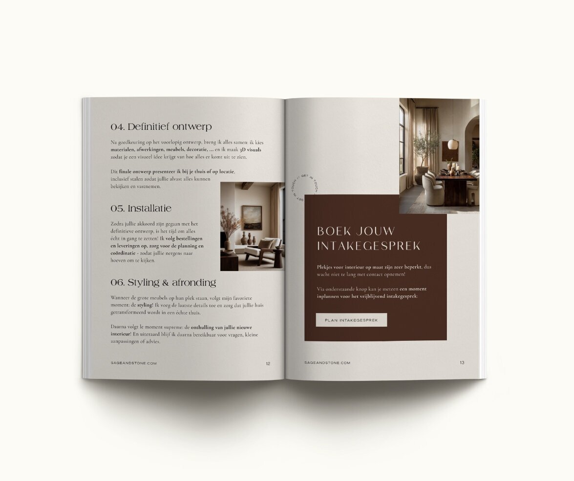 Brochure template voor interieurontwerpers Sage & Stone 10