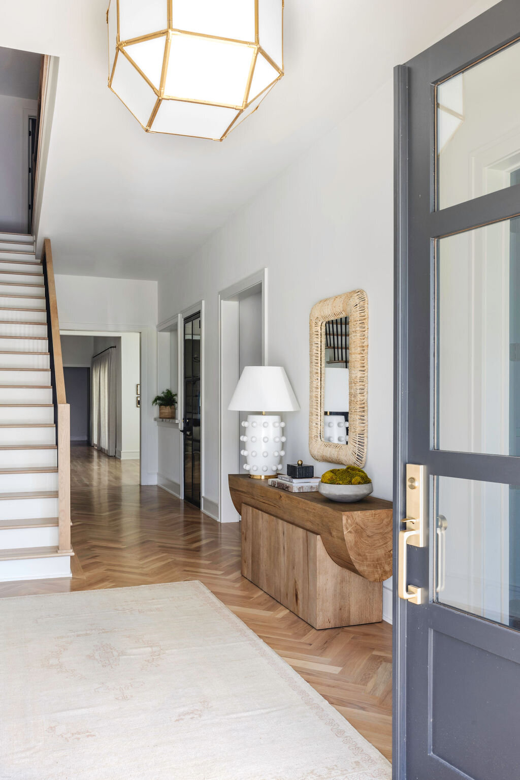 oyster creek studios stripling new build blue front doors entryway styling