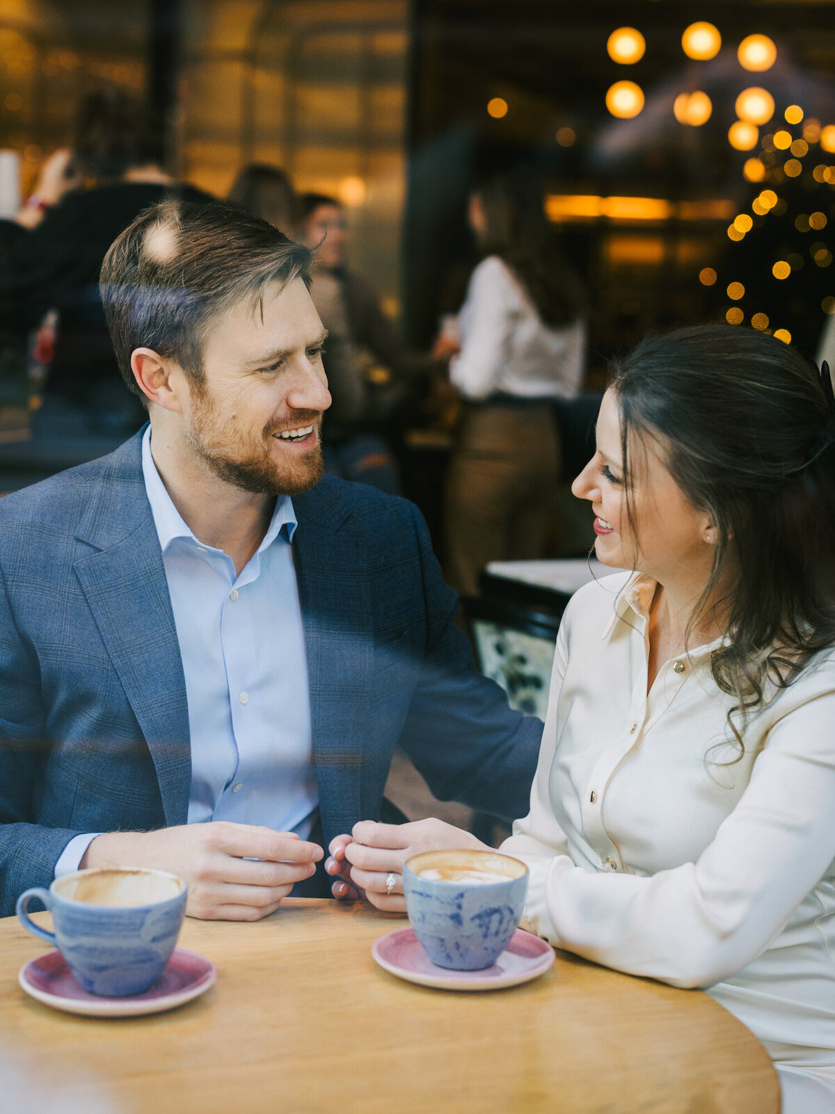 A romantic coffee shop engagement session along the Mag Mile
