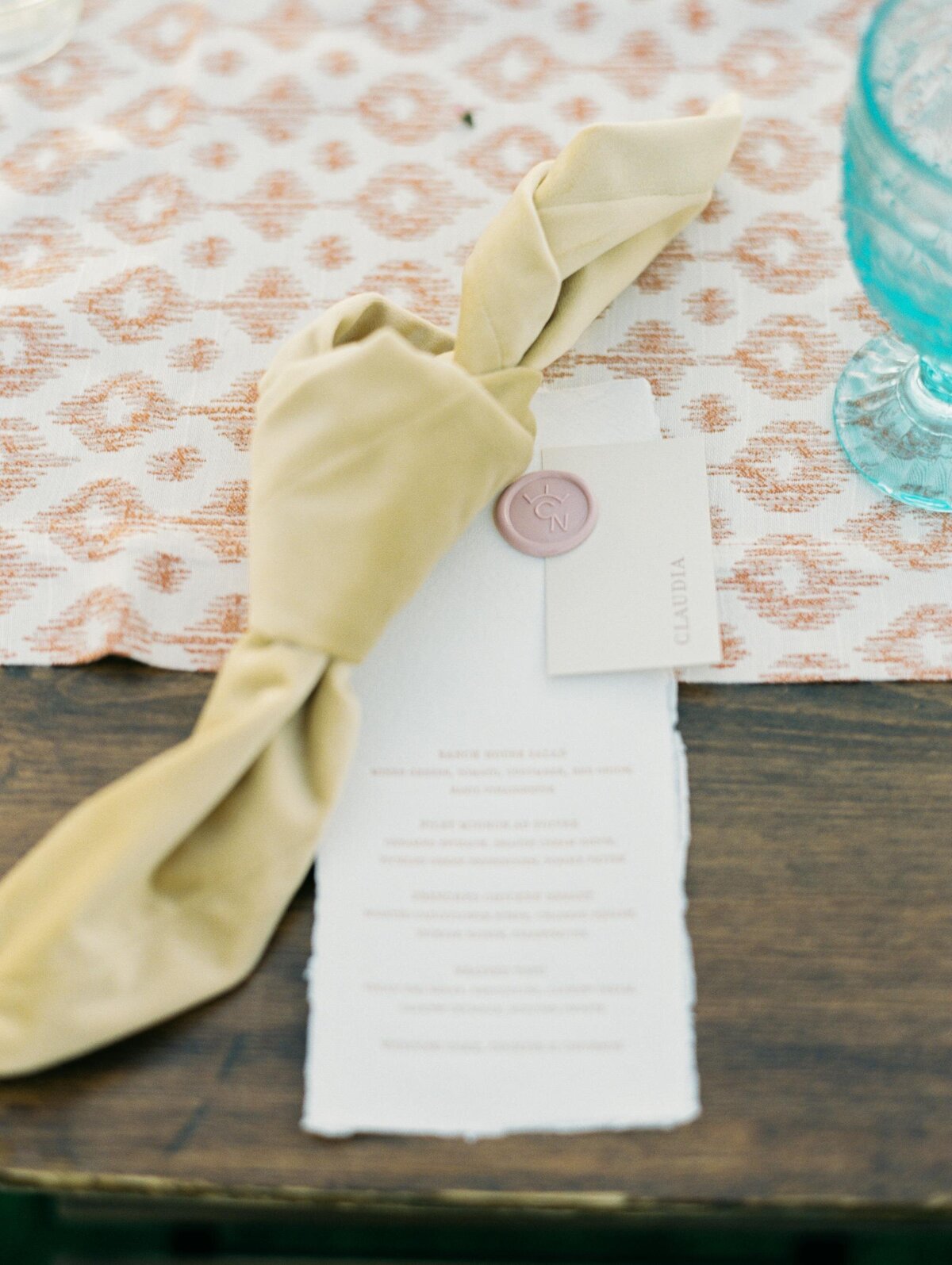 handmade-wedding-menu-blush-wax-seal