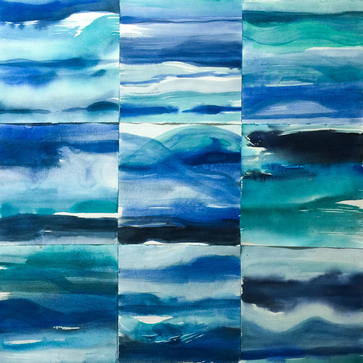 Emily Mann, Ink and Indigo,Sea Series 2, watercolor on paper