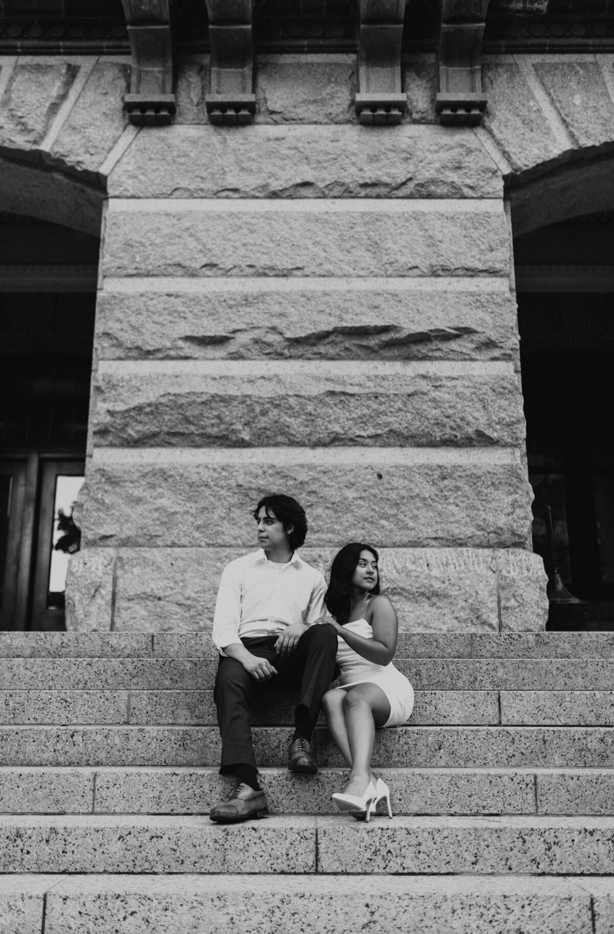 downtown city engagement photos in houston