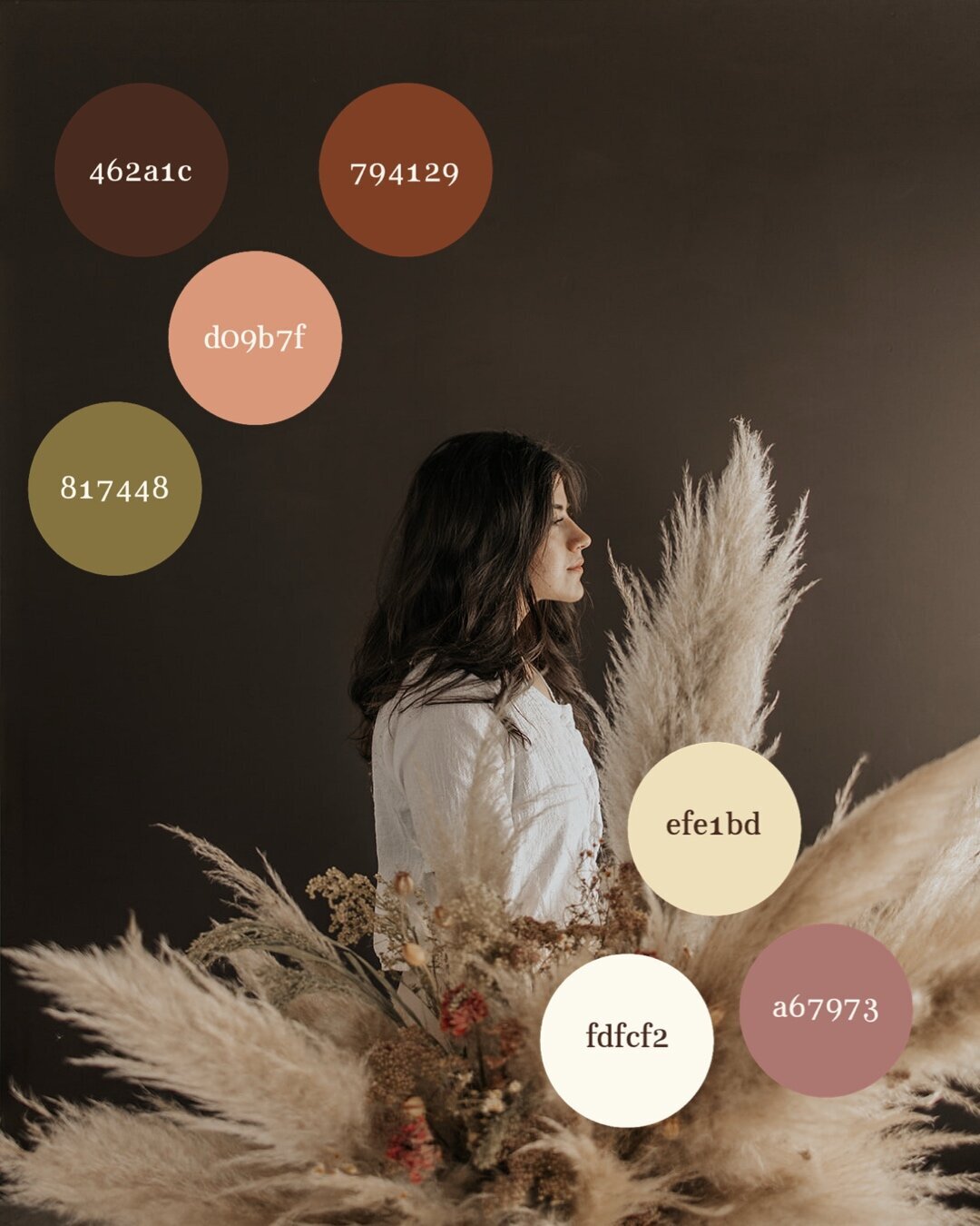 Florist standing with bouquet overlaid with colored circles showing brand and cymk colors representing full service design and calligraphy by Life in Letters.