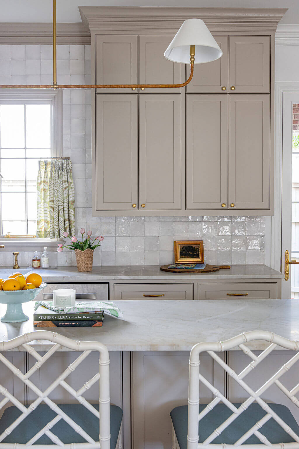 oyster creek studios university park neutral kitchen white chairs