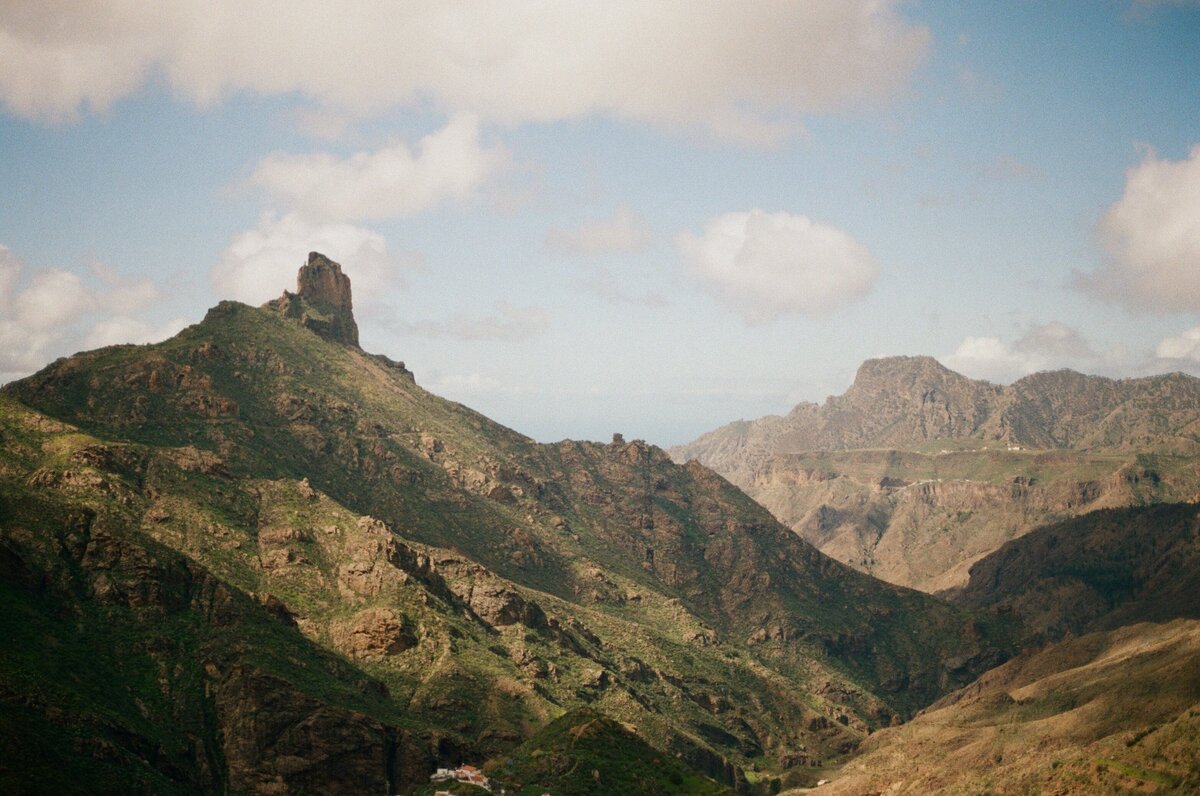 film photo of Roque Nublo in the Canary Islands