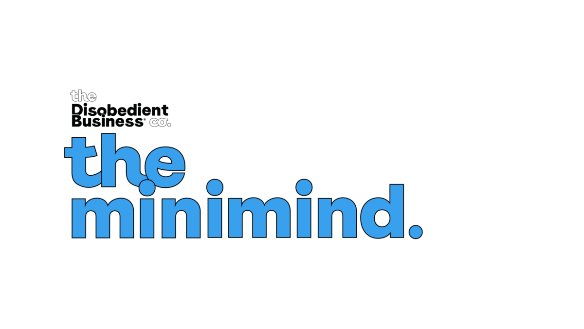 The Disobedient Business® Minimind Logo in blue and pink