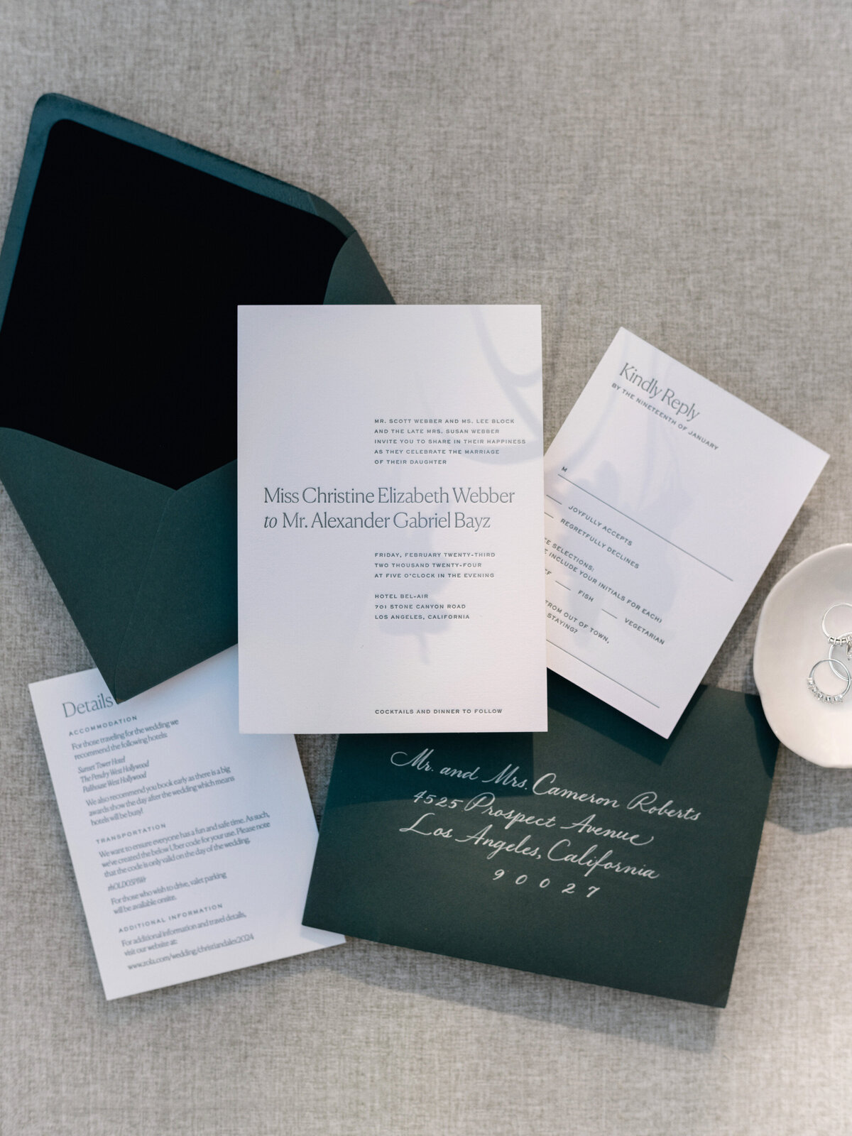 hotel-bel-air-wedding-green-white-black-classic-invitation