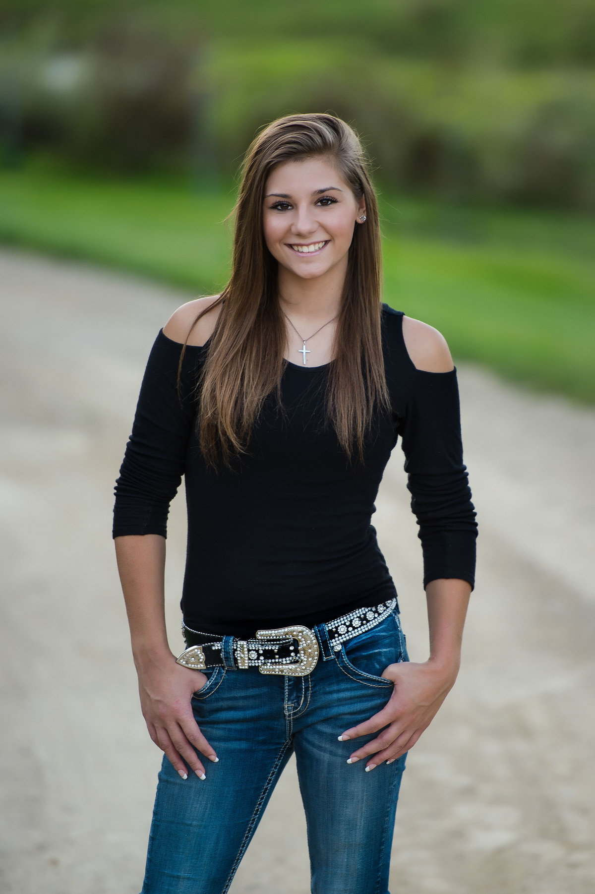 country belt buckle on senior high photograph