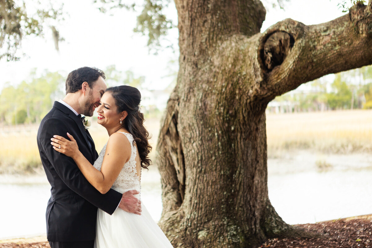 Bride and groom portrait at Dunes West Golf and River Club Charleston Wedding Photographer