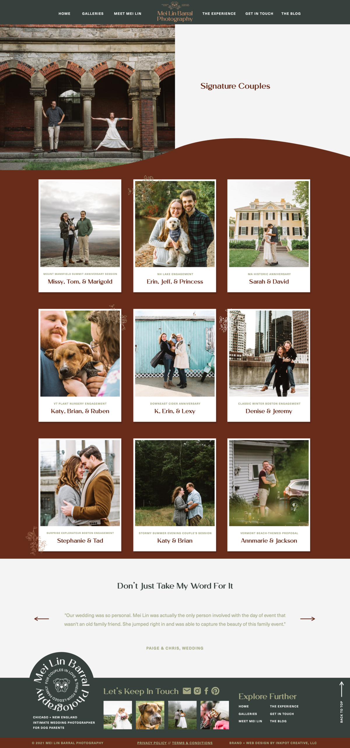 screenshot of full couples gallery page