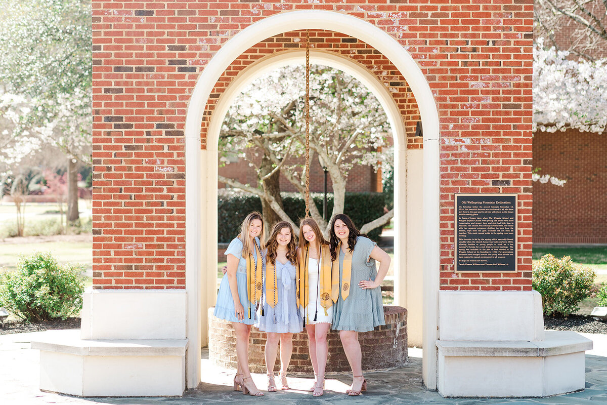 College seniors in cap and gown at Wingate University