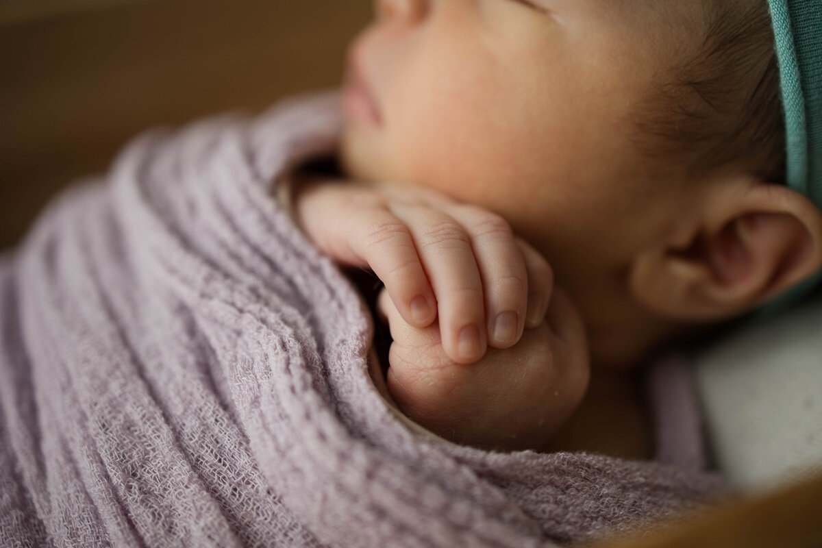 Newborn Baby Girl Fingers Close Up Macro
