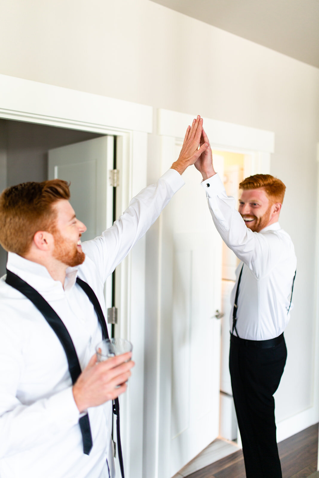 groom celebrating