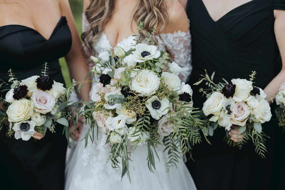 Shannan and Alex Wedding - up close of bridal party flowers