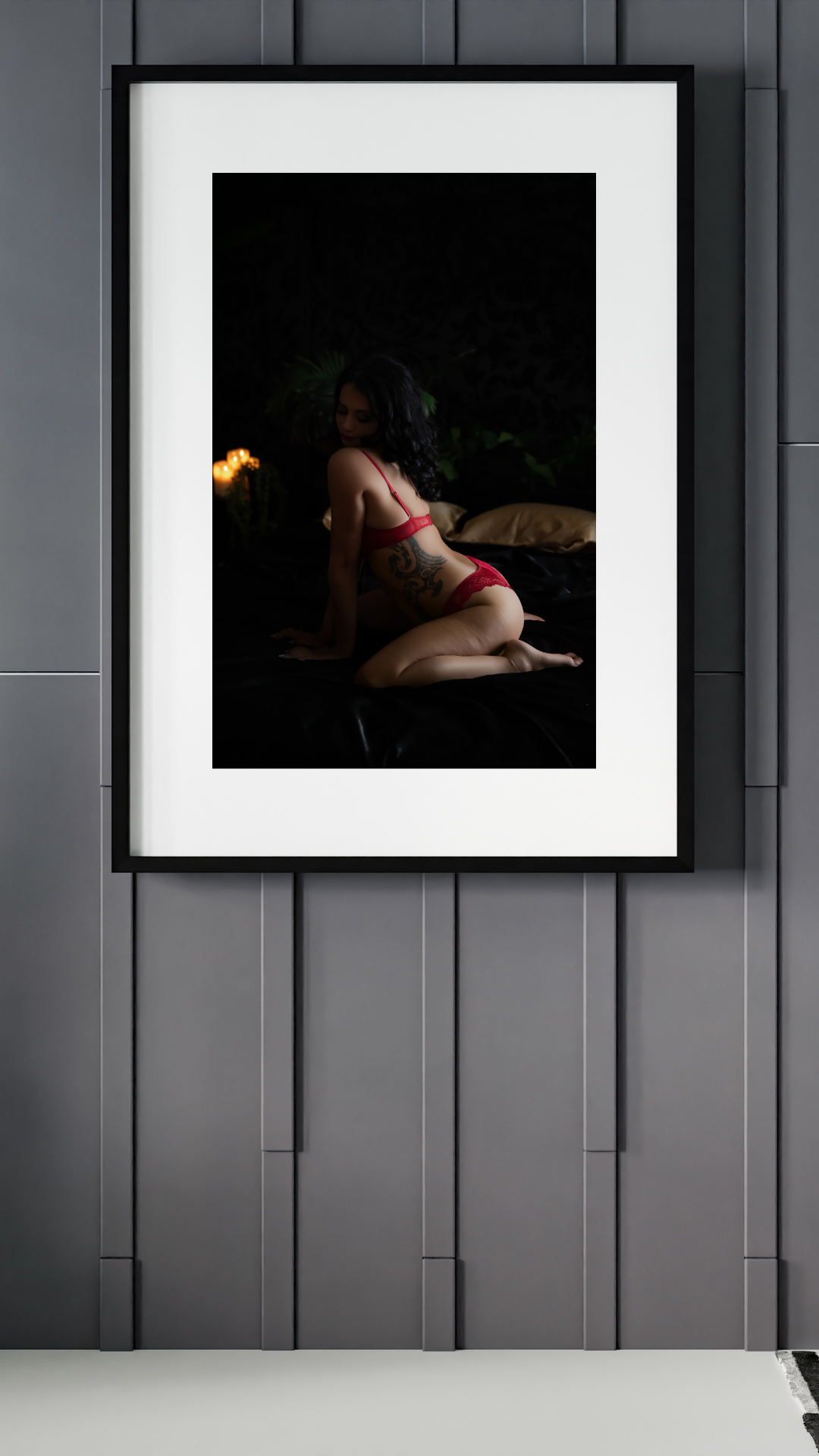Gray Monochrome Wall Frame Mockup Instagram Story