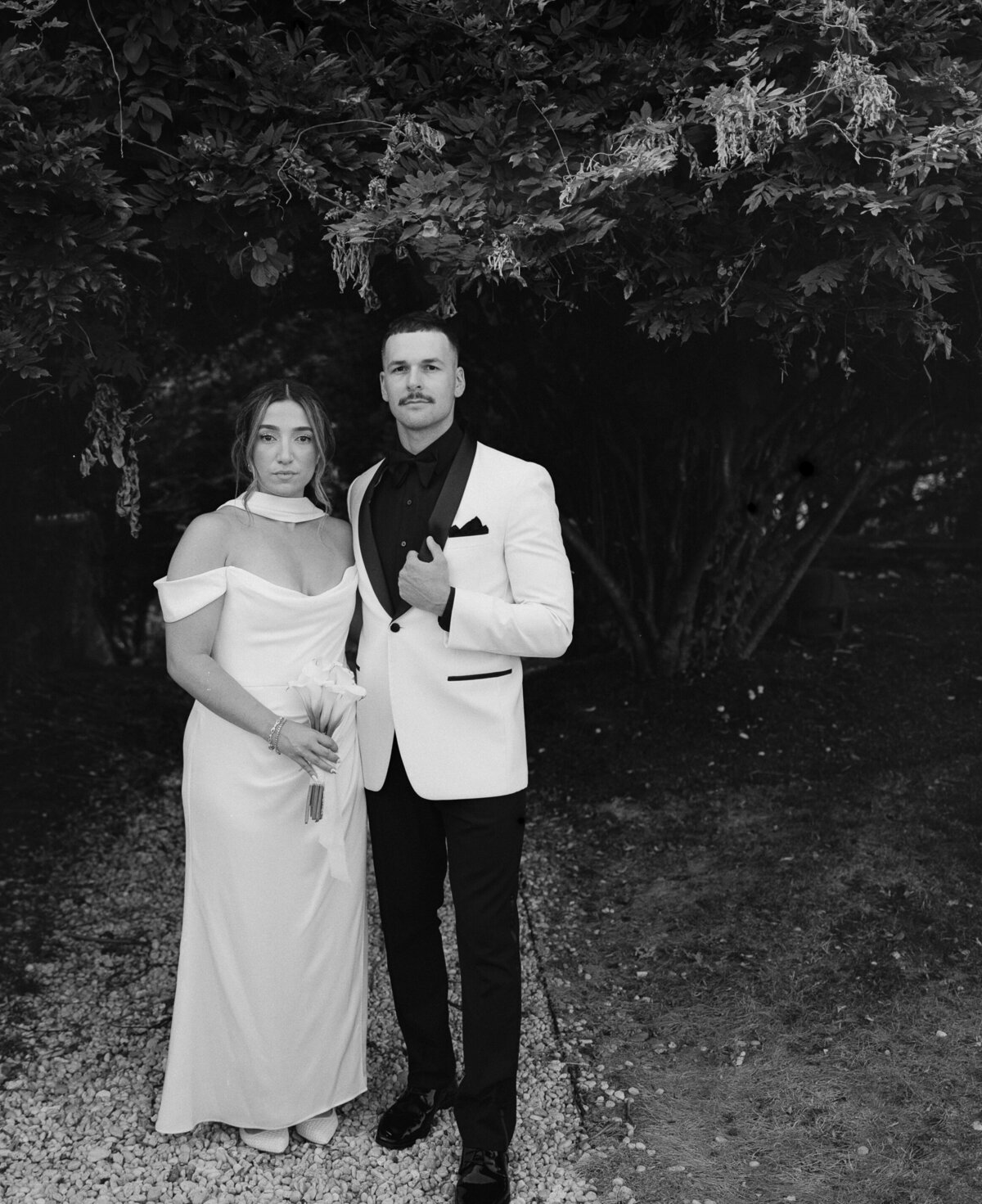 Micro wedding photo of bride and groom shot on medium format film at Goosefeather at Tarrytown House Estate