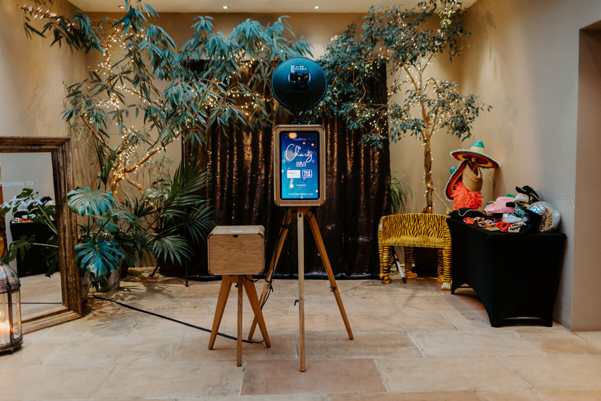 Luxury photo booth setup for a charity ball near Gloucester, with the Icon wooden photo booth 