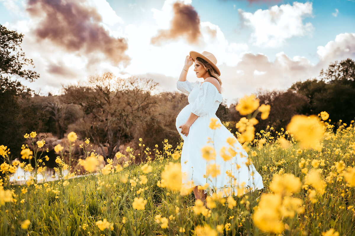 Stunning Pregnant Mama in a field of flowers