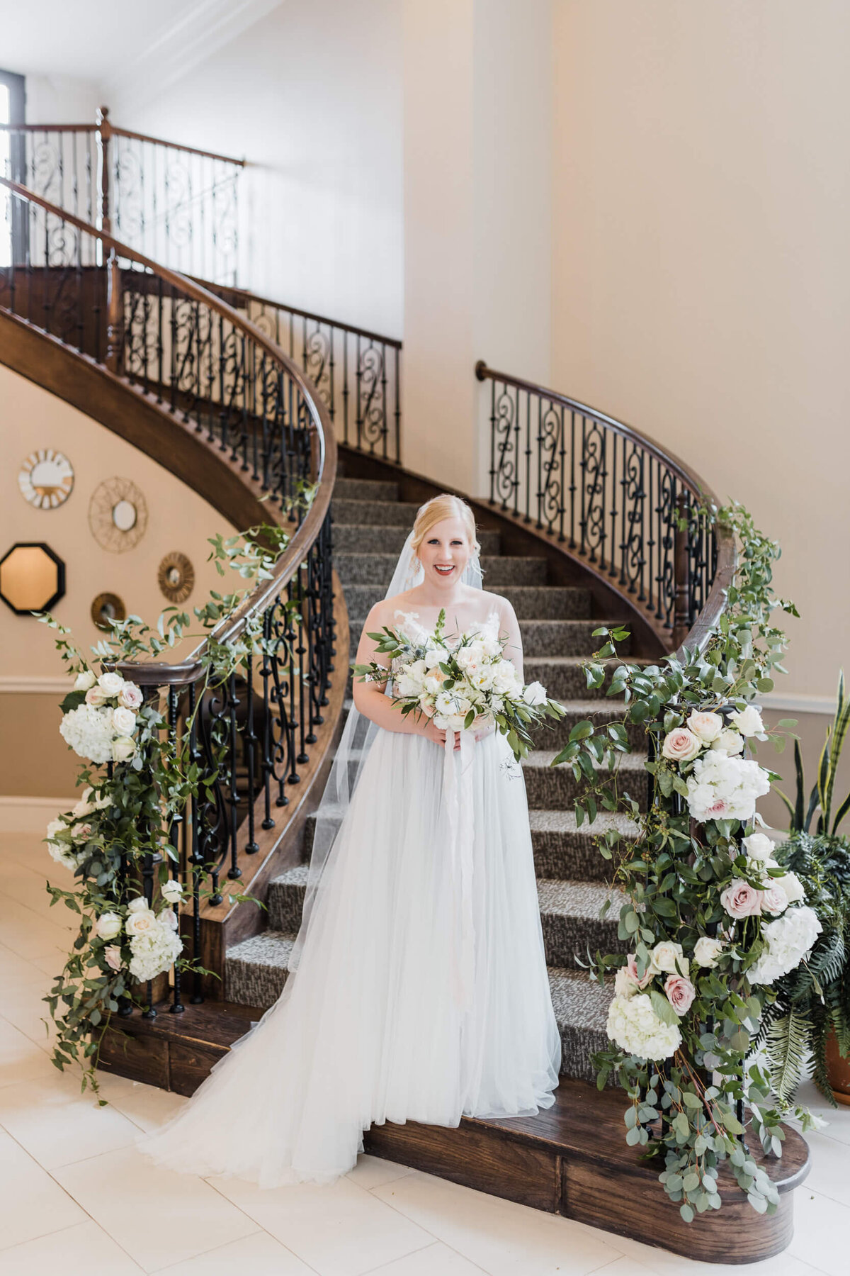 Bride photo with flowers at The Hebron at Windsor Park in Dallas, TX