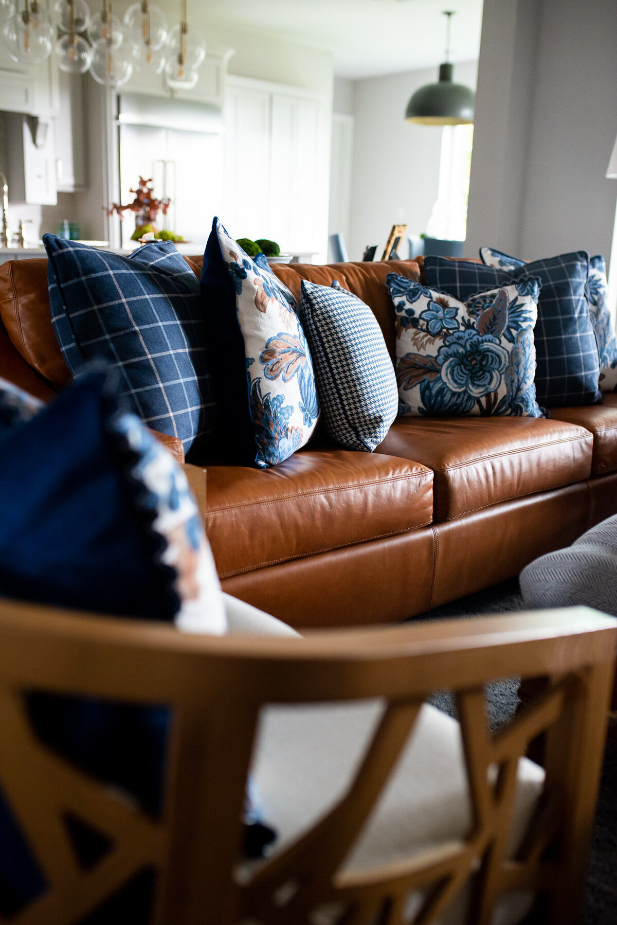 dusti j design blue and white pillows
