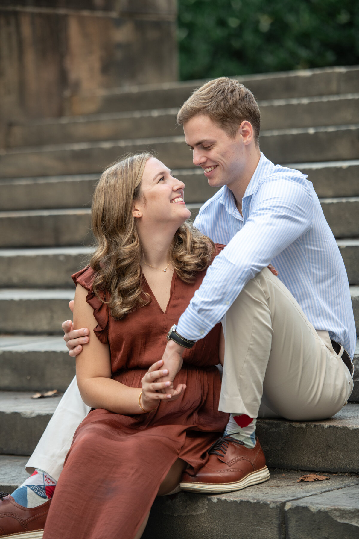 happy_engagement_announcement_on_steps