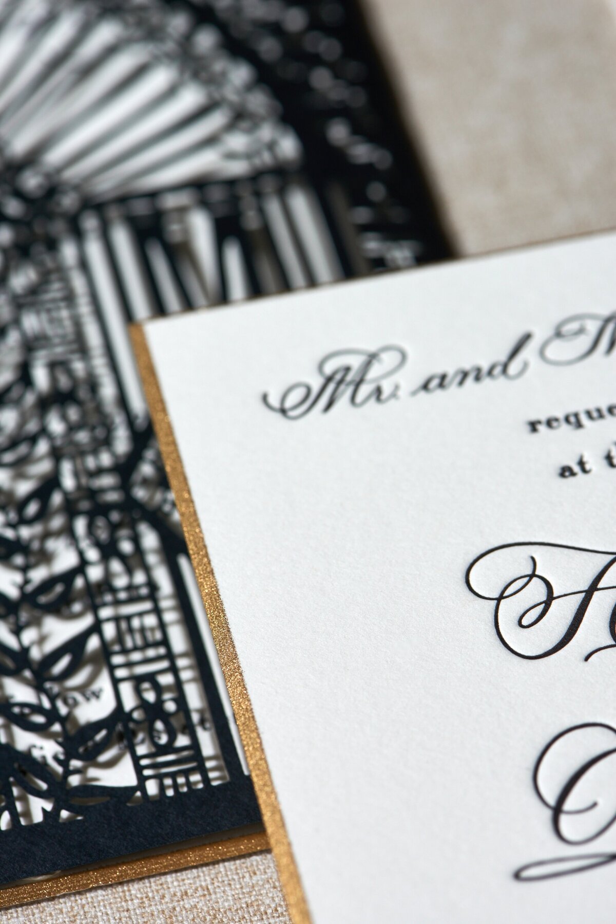 LowcountryPaperCo_Hagood&Dale_GoldBeveledEdge_LaserCutEnclosure