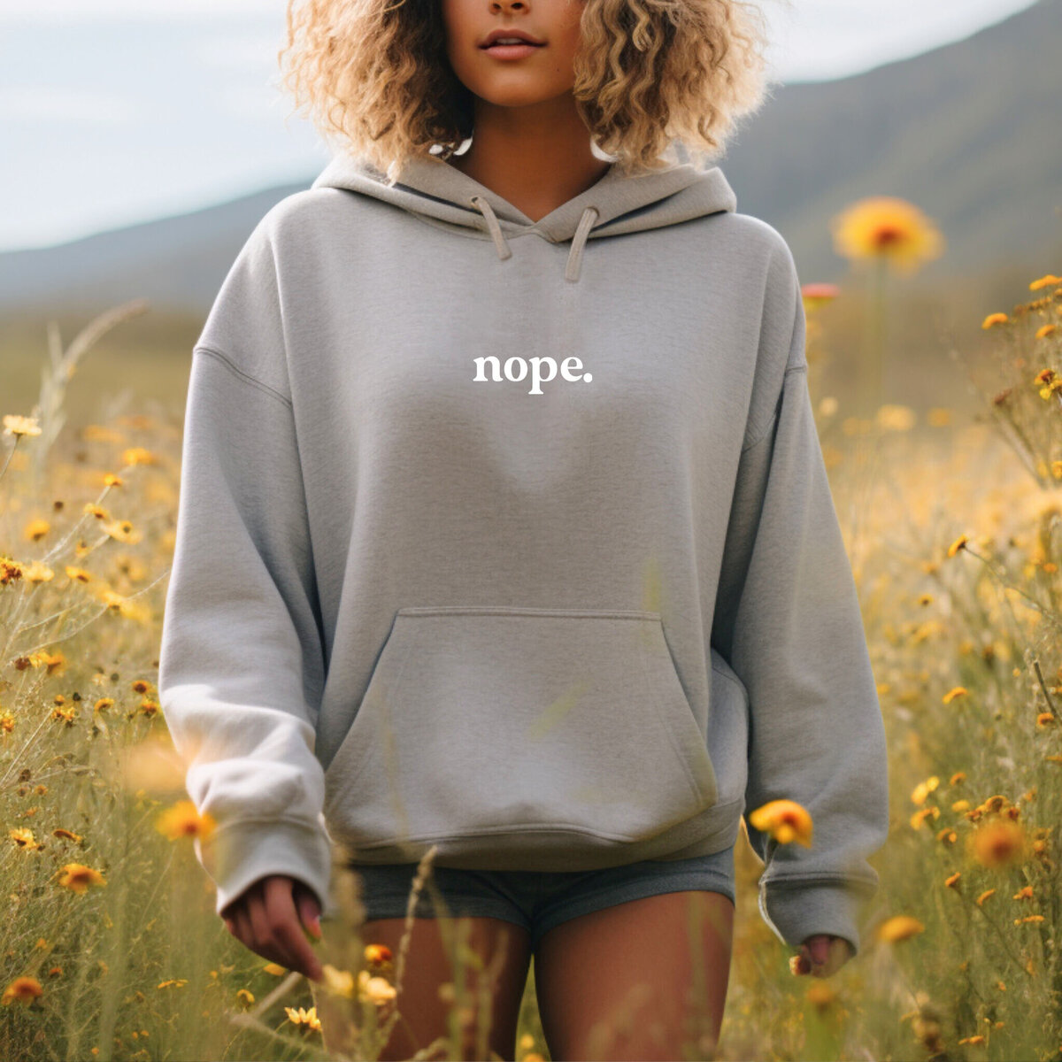 Nope Grey front hoodie