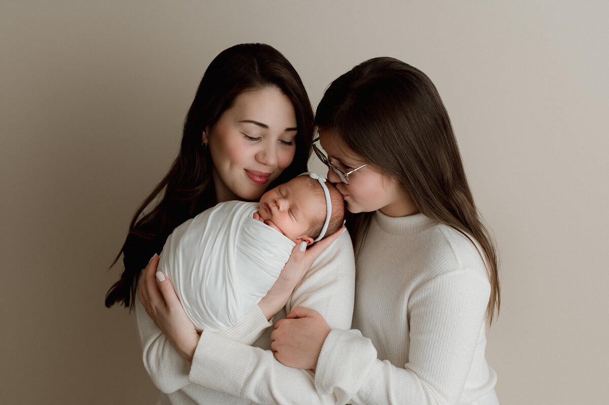 Mom and girls newborn session