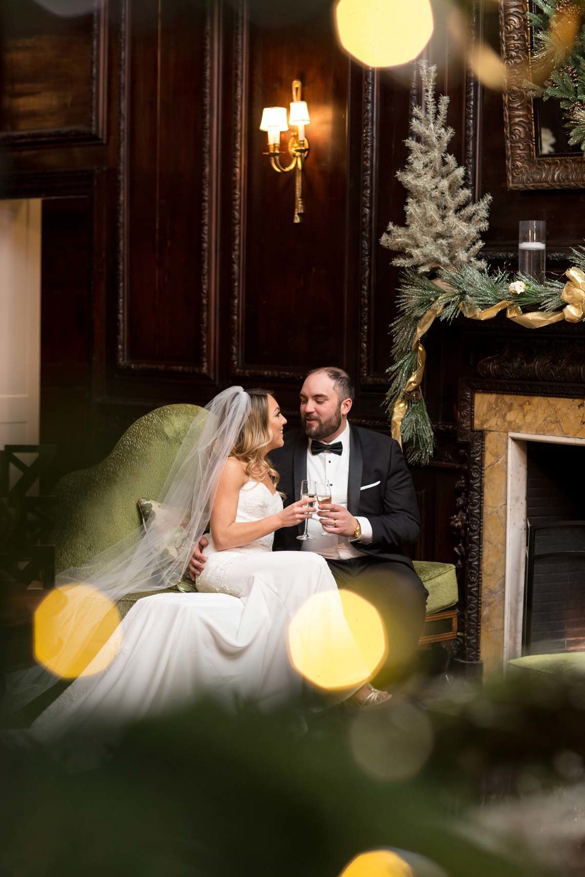 Bride and groom cheering at The Mansion at Oyster Bay