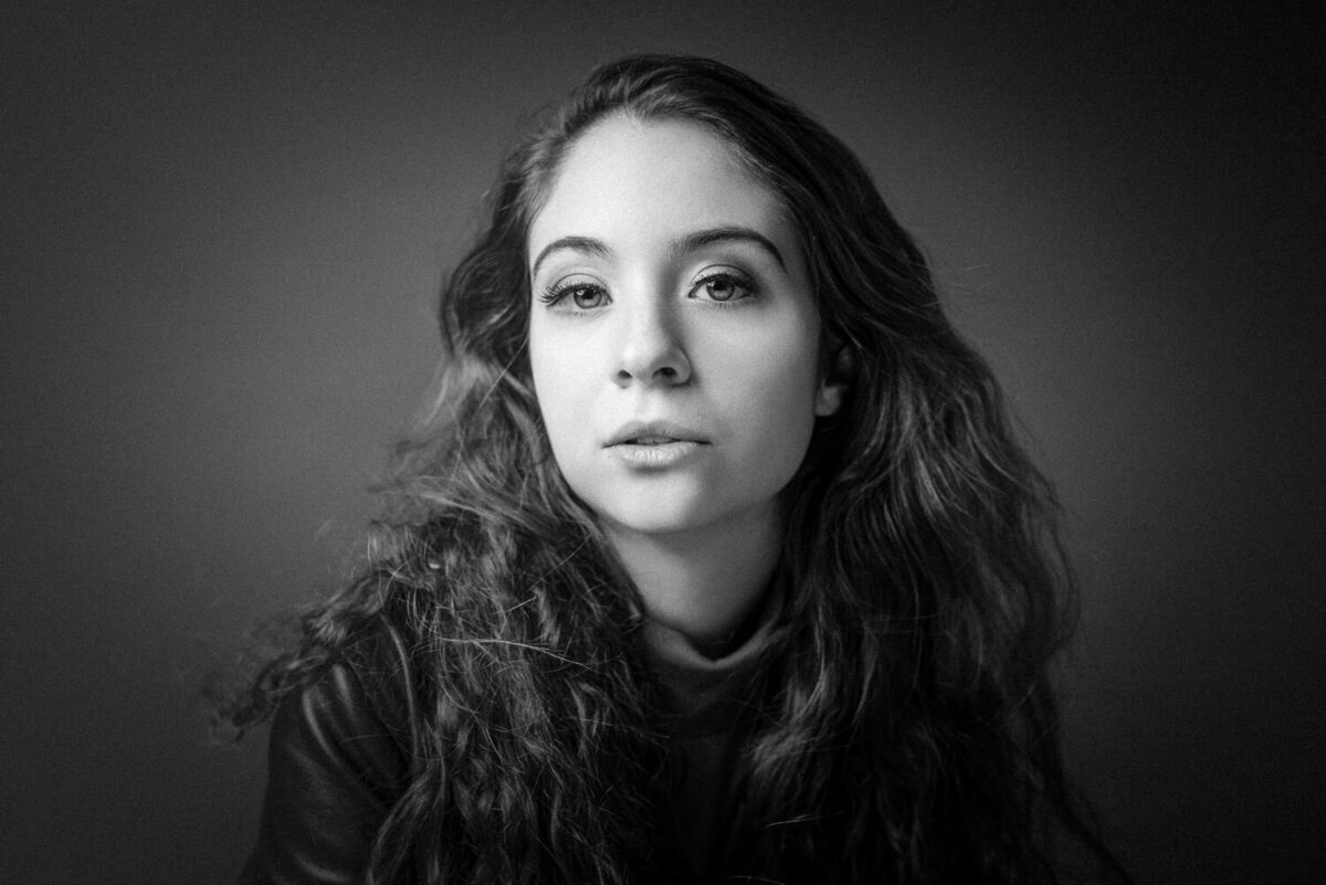 dramatic modern headshot of a woman photographed in Austin studio. 
