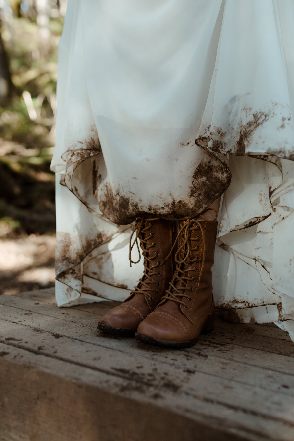 boots and wedding dress